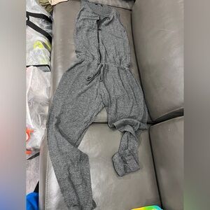 Michael Lauren Charcoal sleeveless zippered cozy skinny jumpsuit